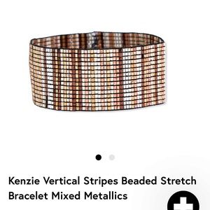 Ink+Alloy Kenzie Vertical Stripes Beaded Stretch Bracelet Mixed Metallics